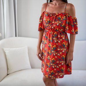 Peach Love California Off Shoulder Tie Dress LG